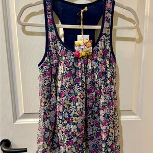Ella Moss Floral Tank Top - Navy and Multicolor